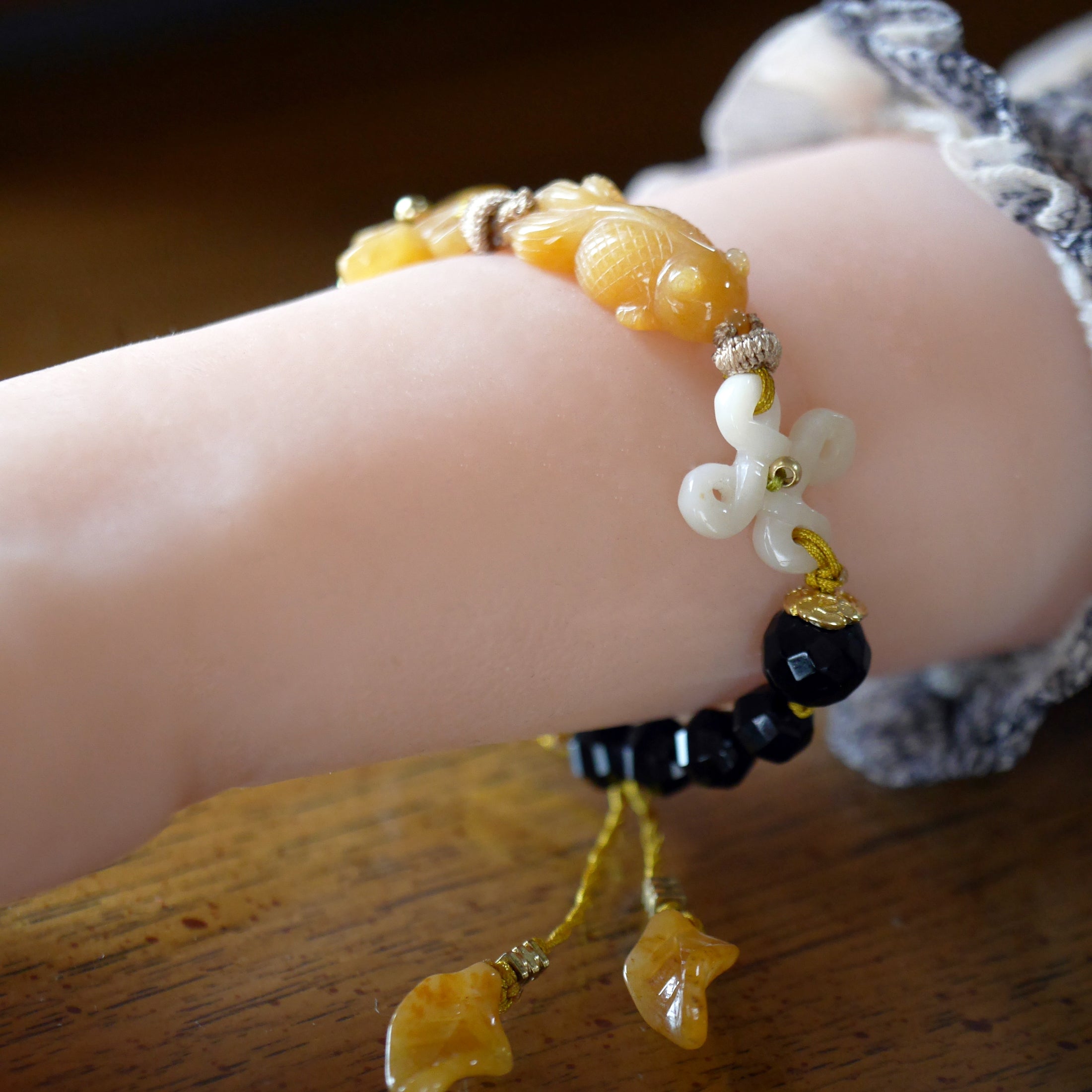 黄翡翠金魚ブレスレットR041 L～LLサイズ | 粒金ホワイティー